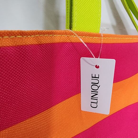 NEW Clinique DonaldX Collaboration Neon Color Handled Reusable Tote Shopping Bag - Picture 6 of 10